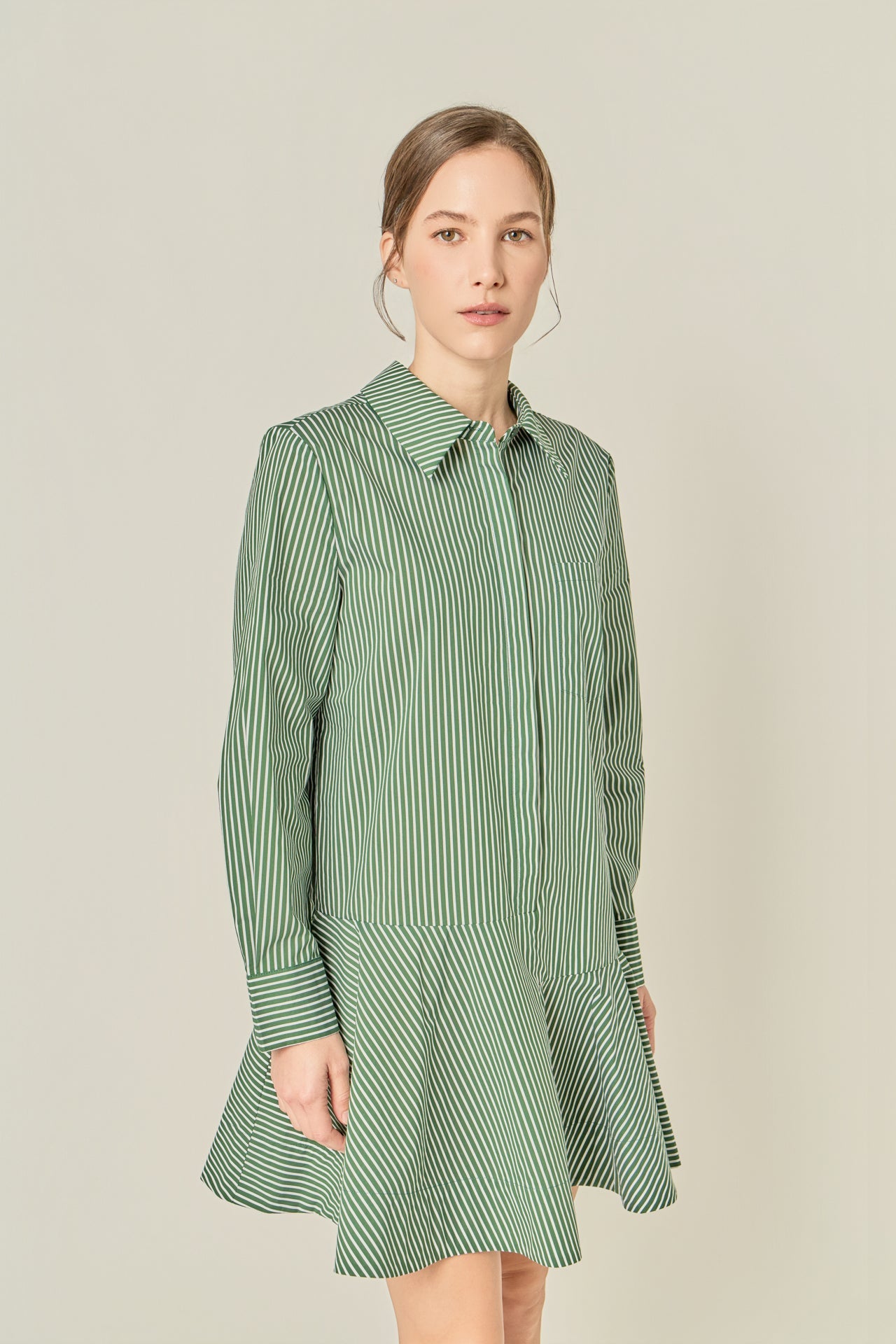 ENGLISH FACTORY - Stripe Collar Flared Skirt Dress - DRESSES available at Objectrare