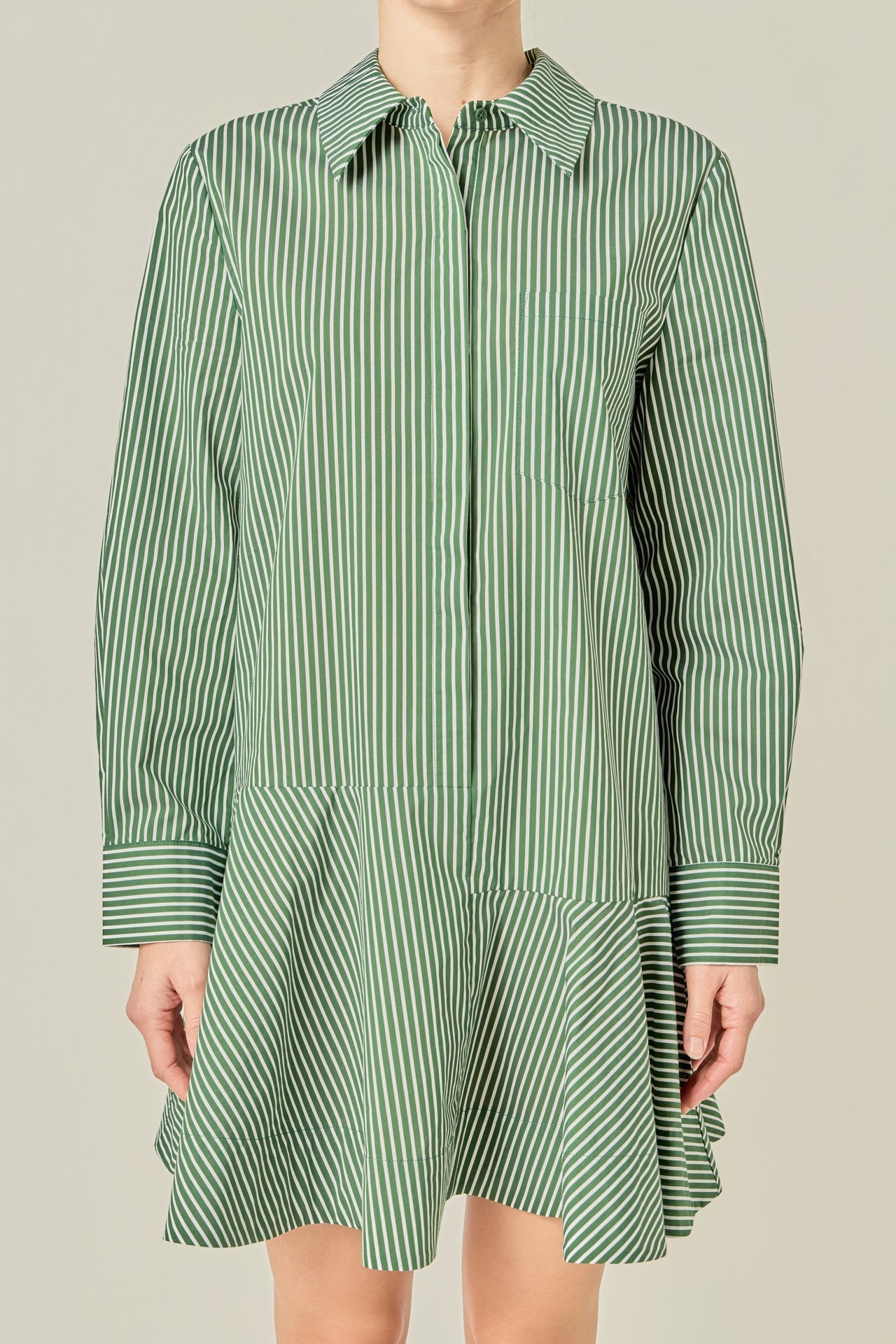 ENGLISH FACTORY - Stripe Collar Flared Skirt Dress - DRESSES available at Objectrare