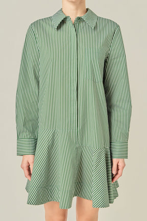 ENGLISH FACTORY - Stripe Collar Flared Skirt Dress - DRESSES available at Objectrare