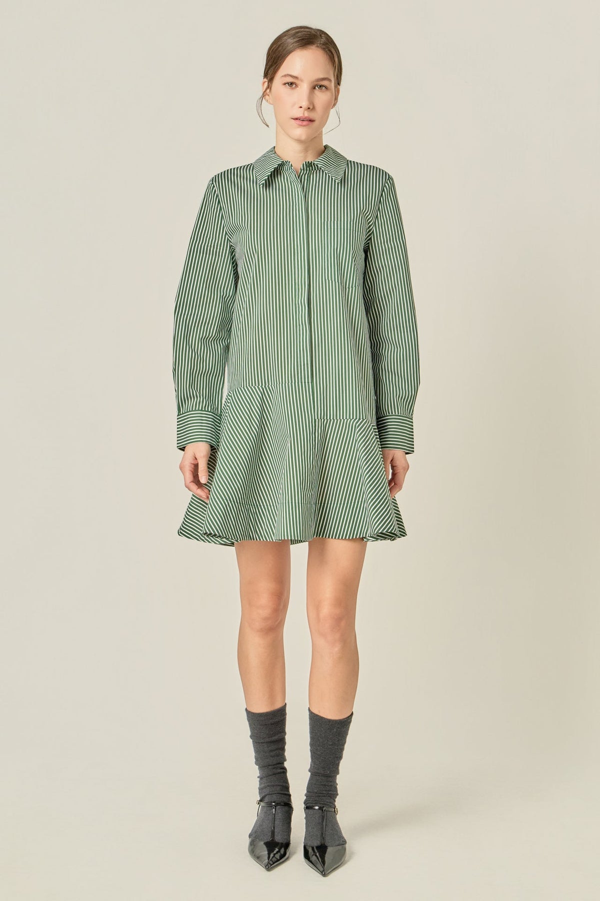 ENGLISH FACTORY - Stripe Collar Flared Skirt Dress - DRESSES available at Objectrare