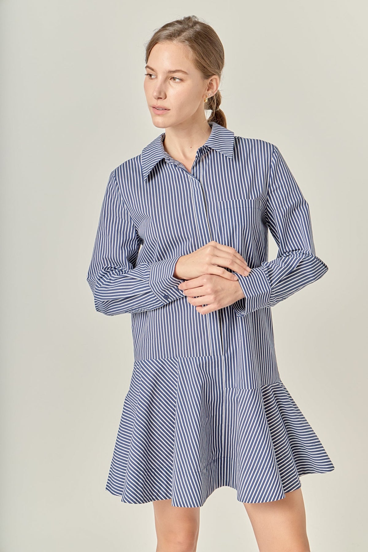 ENGLISH FACTORY - Stripe Collar Flared Skirt Dress - DRESSES available at Objectrare