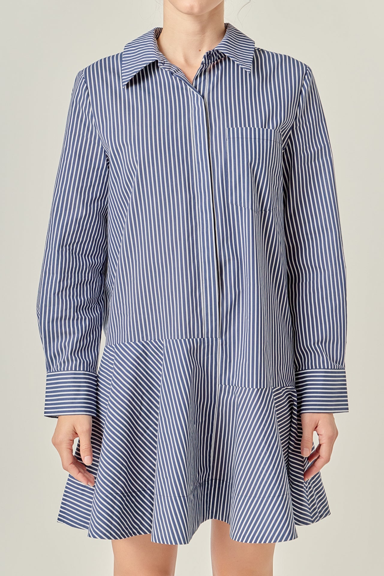 ENGLISH FACTORY - Stripe Collar Flared Skirt Dress - DRESSES available at Objectrare
