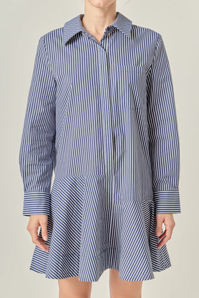 ENGLISH FACTORY - Stripe Collar Flared Skirt Dress - DRESSES available at Objectrare