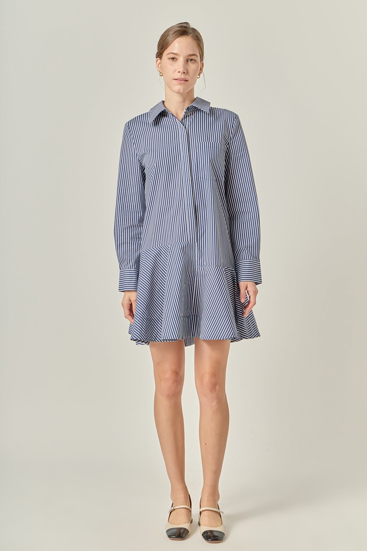 ENGLISH FACTORY - Stripe Collar Flared Skirt Dress - DRESSES available at Objectrare