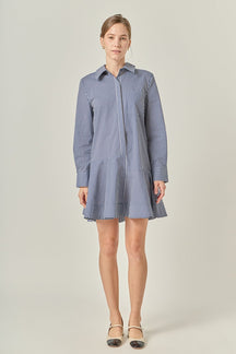 ENGLISH FACTORY - Stripe Collar Flared Skirt Dress - DRESSES available at Objectrare