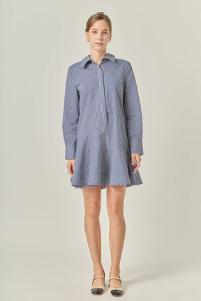 ENGLISH FACTORY - Stripe Collar Flared Skirt Dress - DRESSES available at Objectrare
