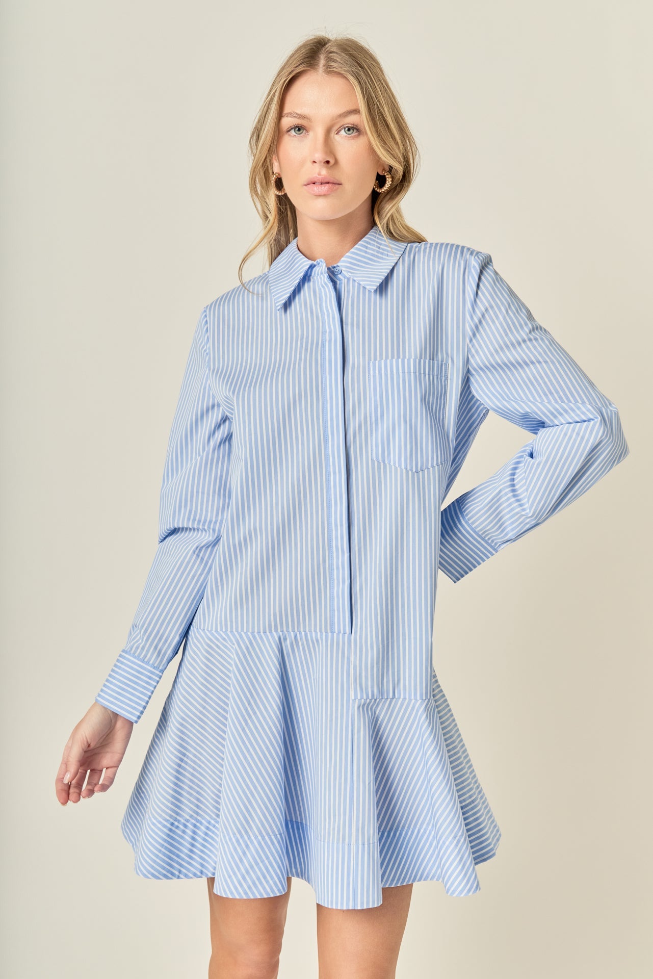ENGLISH FACTORY - Stripe Collar Flared Skirt Dress - DRESSES available at Objectrare