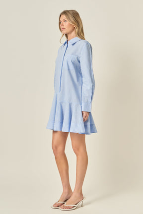 ENGLISH FACTORY - Stripe Collar Flared Skirt Dress - DRESSES available at Objectrare