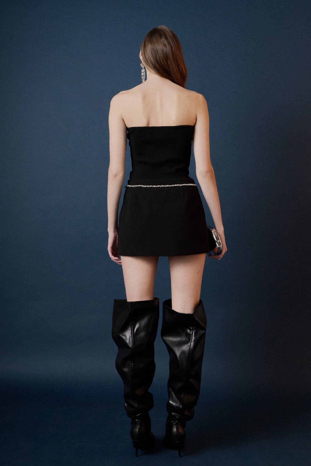 ENDLESS ROSE - Rhinestone Bow Low Rise Mini Skort - SKORTS available at Objectrare