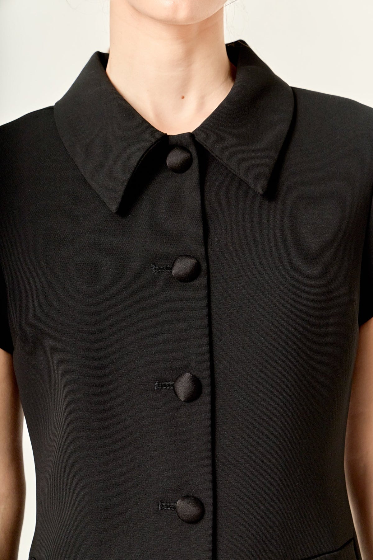 Velvet Button Collar Mini Dress