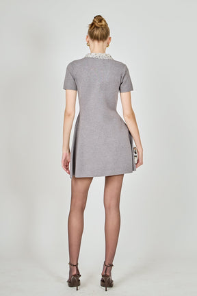 Detachable Rhinestone Collar Knit Dress