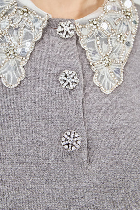 ENDLESS ROSE - Detachable Rhinestone Collar Knit Dress - DRESSES available at Objectrare