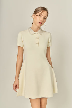 ENGLISH FACTORY - Eloise Bead Collar Knit Dress - DRESSES available at Objectrare