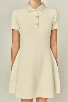 ENGLISH FACTORY - Eloise Bead Collar Knit Dress - DRESSES available at Objectrare
