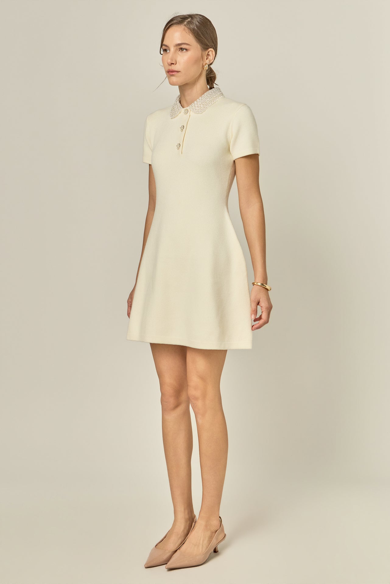 ENGLISH FACTORY - Eloise Bead Collar Knit Dress - DRESSES available at Objectrare