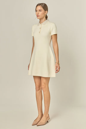 ENGLISH FACTORY - Eloise Bead Collar Knit Dress - DRESSES available at Objectrare
