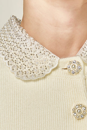 ENGLISH FACTORY - Eloise Bead Collar Knit Dress - DRESSES available at Objectrare