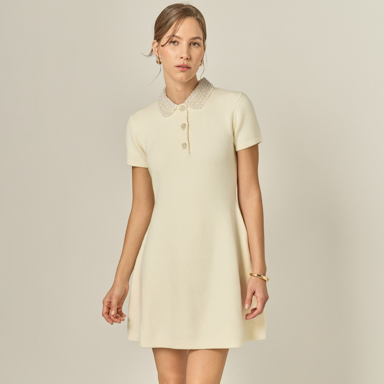 ENGLISH FACTORY - Eloise Bead Collar Knit Dress - DRESSES available at Objectrare