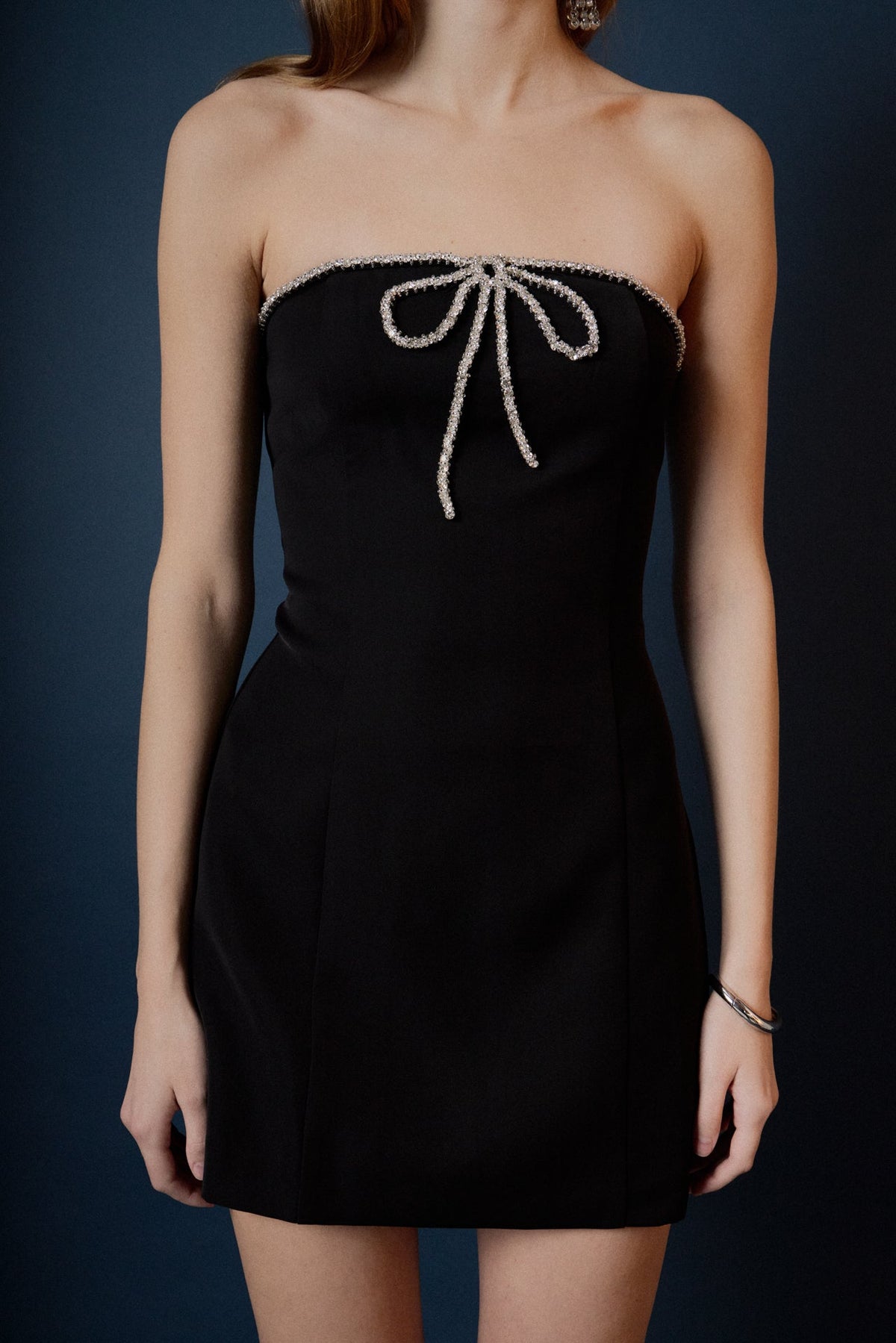 ENDLESS ROSE - Rhinestone Bow Tube Mini Dress - DRESSES available at Objectrare