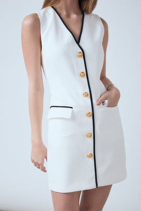 ENDLESS ROSE - Black Combo Sleeveless Mini Dress - DRESSES available at Objectrare