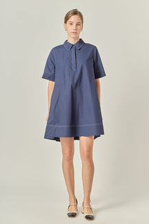 ENGLISH FACTORY - Contrast Stitch Detailed Mini Dress - DRESSES available at Objectrare