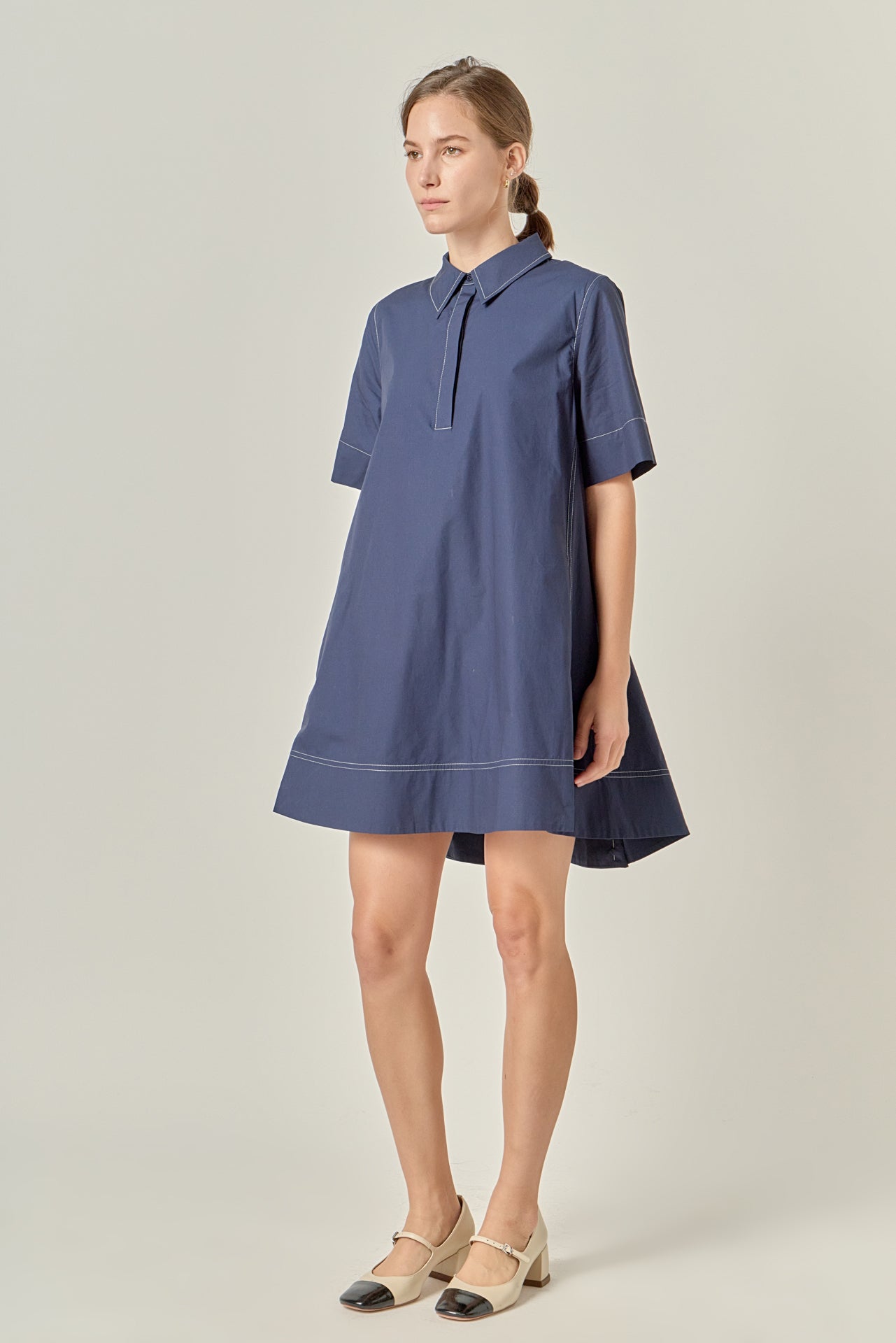ENGLISH FACTORY - Contrast Stitch Detailed Mini Dress - DRESSES available at Objectrare
