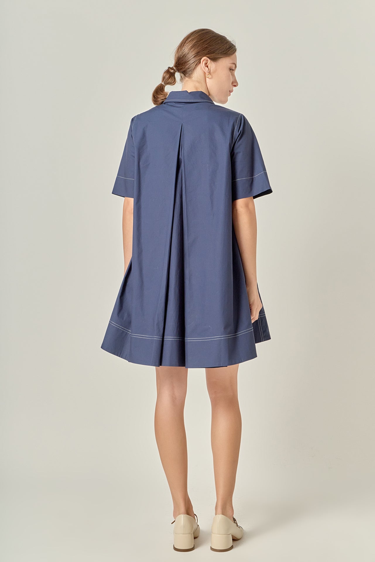 ENGLISH FACTORY - Contrast Stitch Detailed Mini Dress - DRESSES available at Objectrare