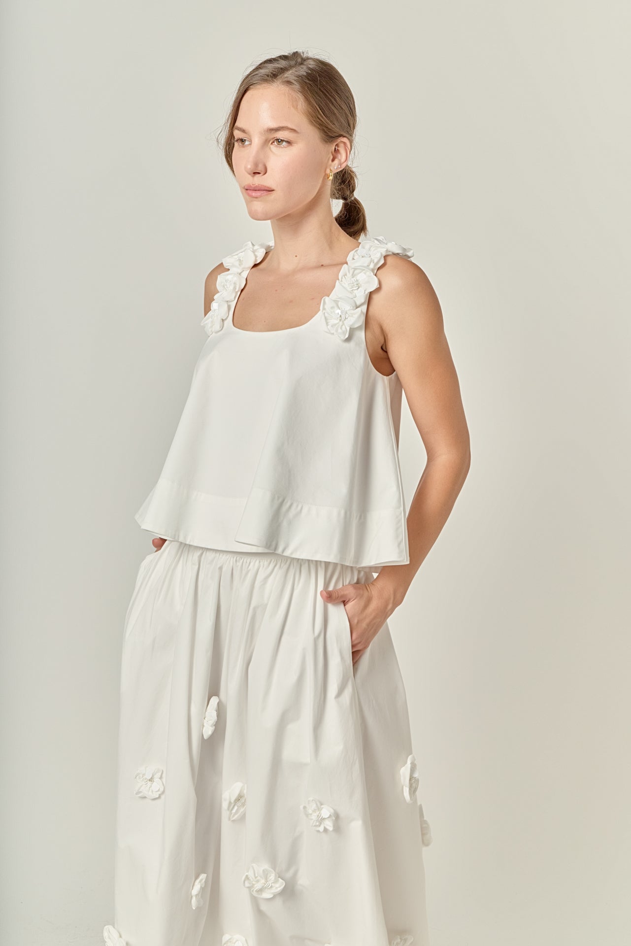 ENGLISH FACTORY - 3D Flower Sleeveless Top - TANK TOPS available at Objectrare