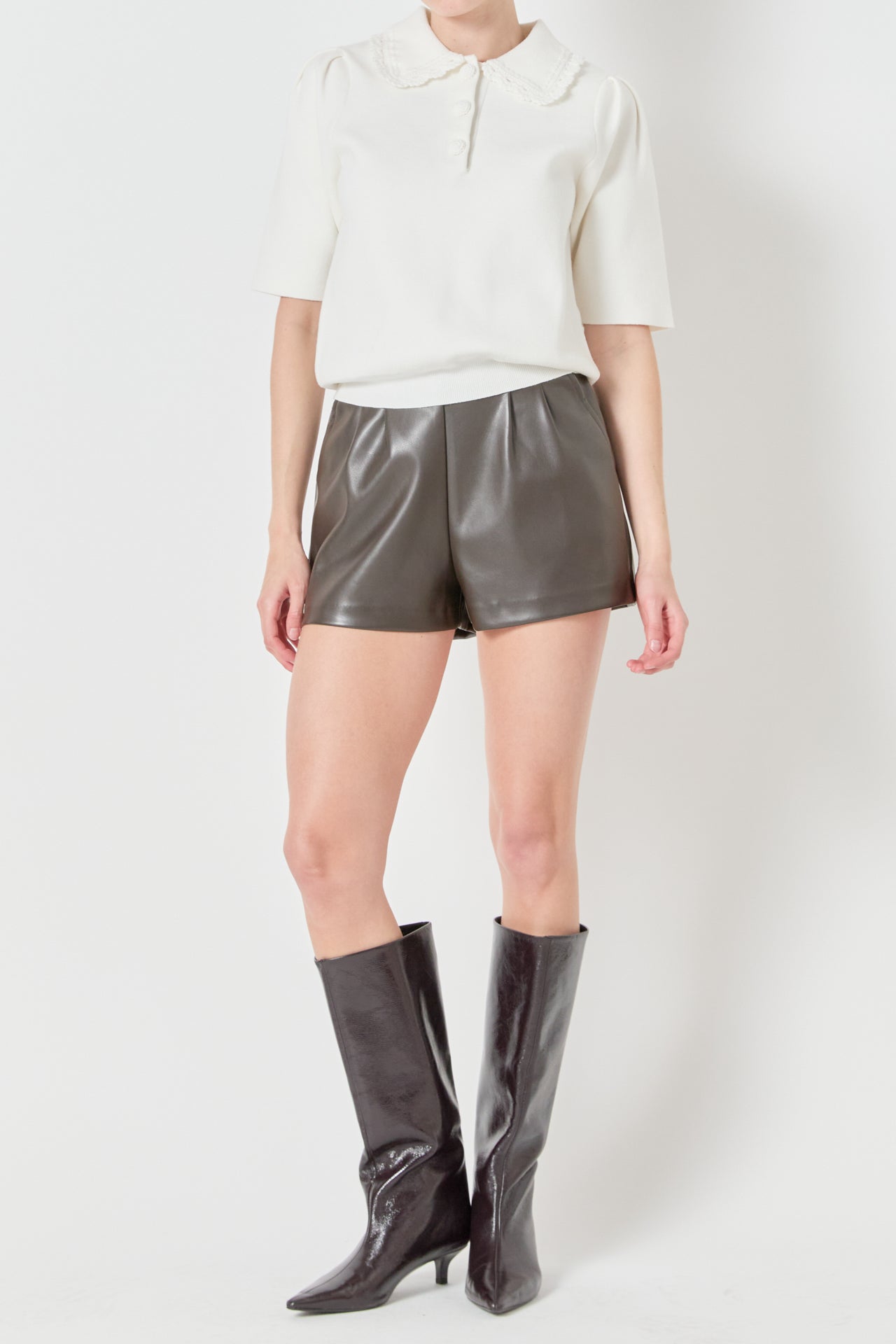 ENGLISH FACTORY - Scallop Collar Knit Top - TOPS available at Objectrare