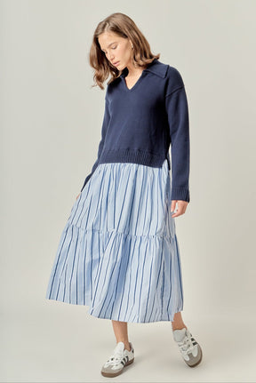 ENGLISH FACTORY - Mixed Media Midi Dress - DRESSES available at Objectrare