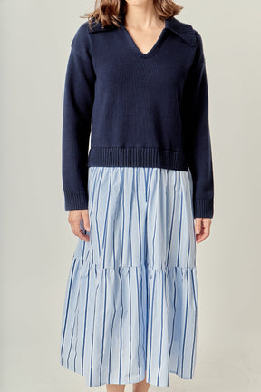 ENGLISH FACTORY - Mixed Media Midi Dress - DRESSES available at Objectrare