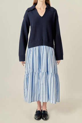 ENGLISH FACTORY - Mixed Media Midi Dress - DRESSES available at Objectrare