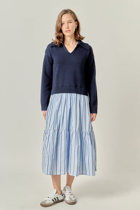 ENGLISH FACTORY - Mixed Media Midi Dress - DRESSES available at Objectrare