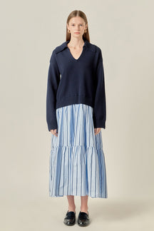 ENGLISH FACTORY - Mixed Media Midi Dress - DRESSES available at Objectrare