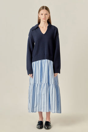 ENGLISH FACTORY - Mixed Media Midi Dress - DRESSES available at Objectrare