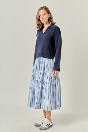 ENGLISH FACTORY - Mixed Media Midi Dress - DRESSES available at Objectrare