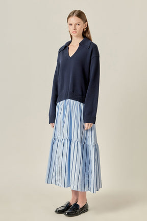 ENGLISH FACTORY - Mixed Media Midi Dress - DRESSES available at Objectrare