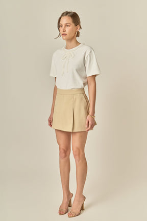 ENGLISH FACTORY - Pearl-Embellished Bow T-Shirt - TOPS available at Objectrare