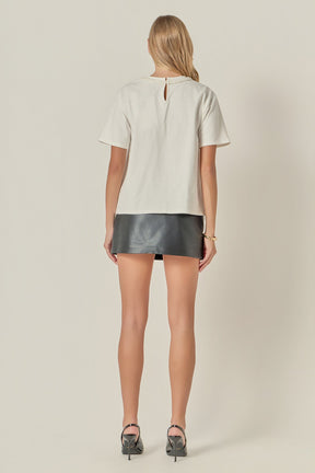 ENGLISH FACTORY - Pearl-Embellished Bow T-Shirt - TOPS available at Objectrare