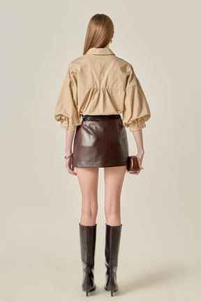 ENGLISH FACTORY - Poplin Striped Balloon Sleeve Shirt - TOPS available at Objectrare