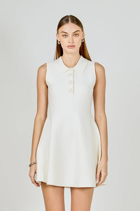 ENDLESS ROSE - Pearl Bow Sleeveless Flare Knit Dress - DRESSES available at Objectrare