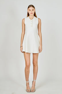 ENDLESS ROSE - Pearl Bow Sleeveless Flare Knit Dress - DRESSES available at Objectrare