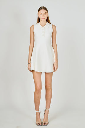 ENDLESS ROSE - Pearl Bow Sleeveless Flare Knit Dress - DRESSES available at Objectrare