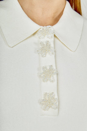 ENDLESS ROSE - Pearl Bow Sleeveless Flare Knit Dress - DRESSES available at Objectrare