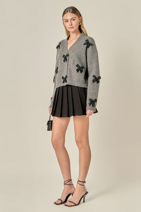 ENGLISH FACTORY - Beaded Bow Embellished Cardigan - SWEATERS & KNITS available at Objectrare