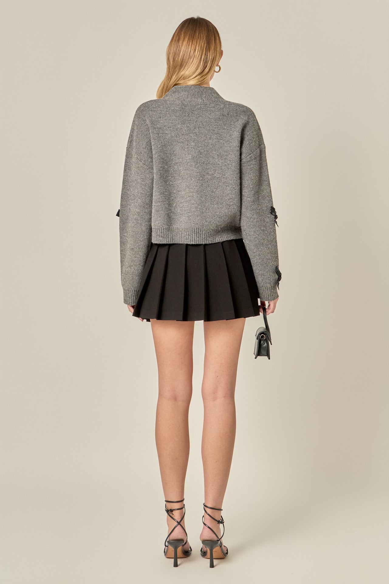 ENGLISH FACTORY - Beaded Bow Embellished Cardigan - SWEATERS & KNITS available at Objectrare