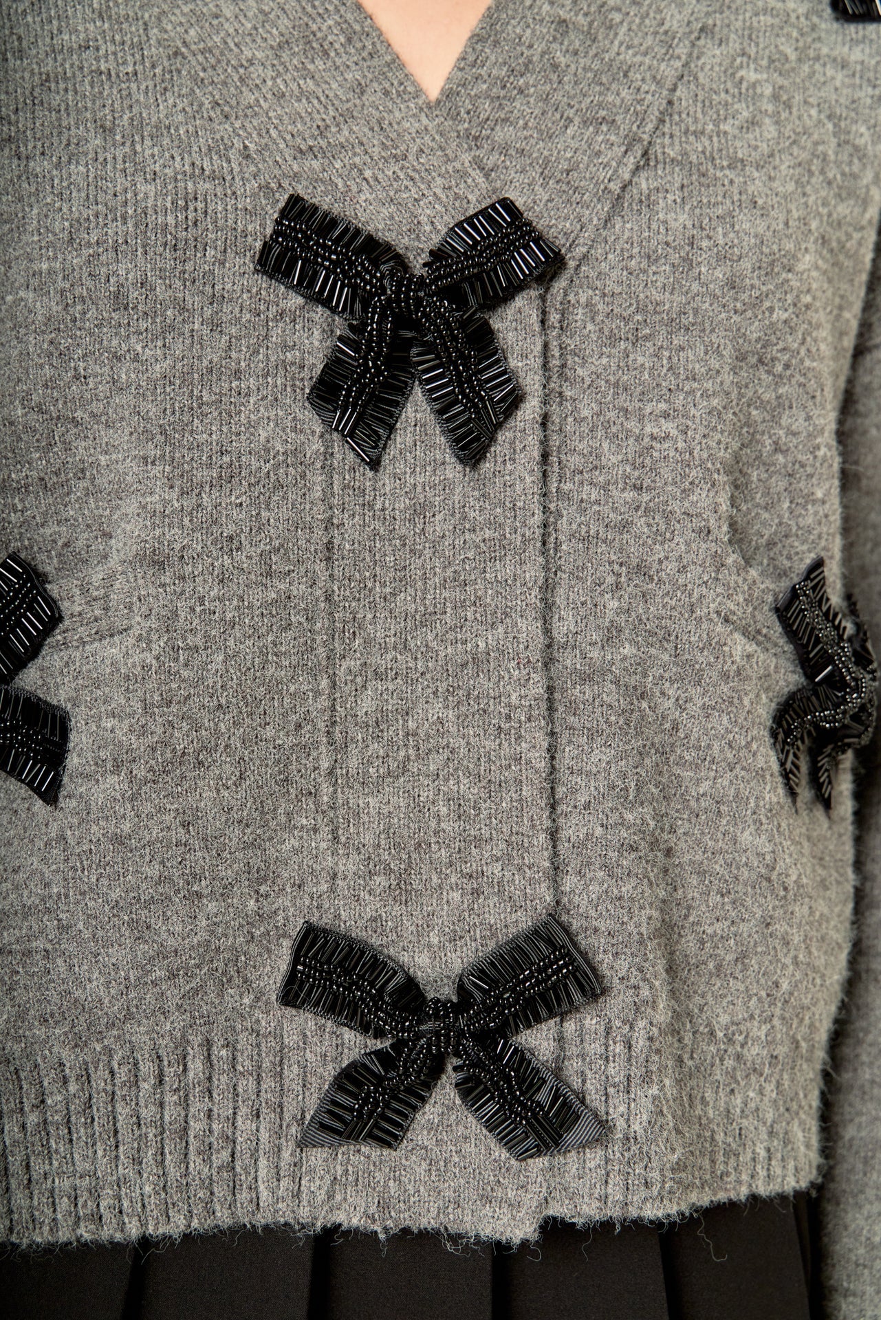 ENGLISH FACTORY - Beaded Bow Embellished Cardigan - SWEATERS & KNITS available at Objectrare