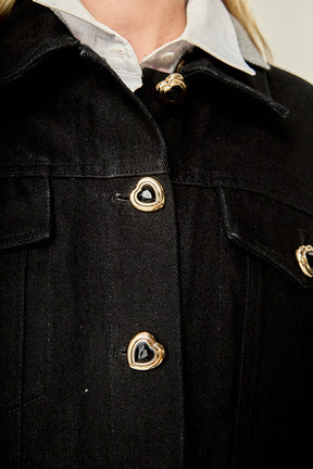 ENGLISH FACTORY - Heart Button Cropped Jacket - JACKETS available at Objectrare