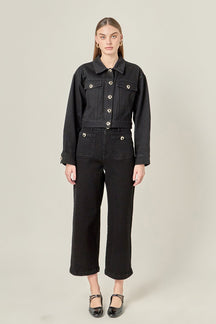 ENGLISH FACTORY - Heart Button Cropped Jacket - JACKETS available at Objectrare