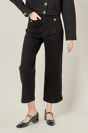 ENGLISH FACTORY - Heart Button Culotte Pants - PANTS available at Objectrare